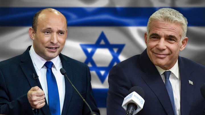 Former defense minister Naftali Bennett and opposition leader Yair Lapid.
